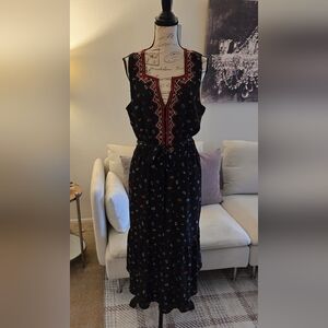 GAP Black Maxi Dress with Red Accents